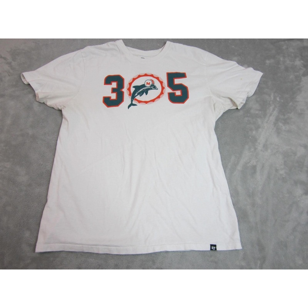 Miami Dolphins Shirt Mens Large White NFL Football '47 305 Graphic Tee